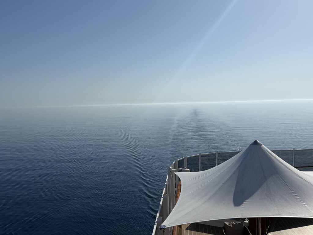 Hafenblick mit Kreuzfahrtschiffen