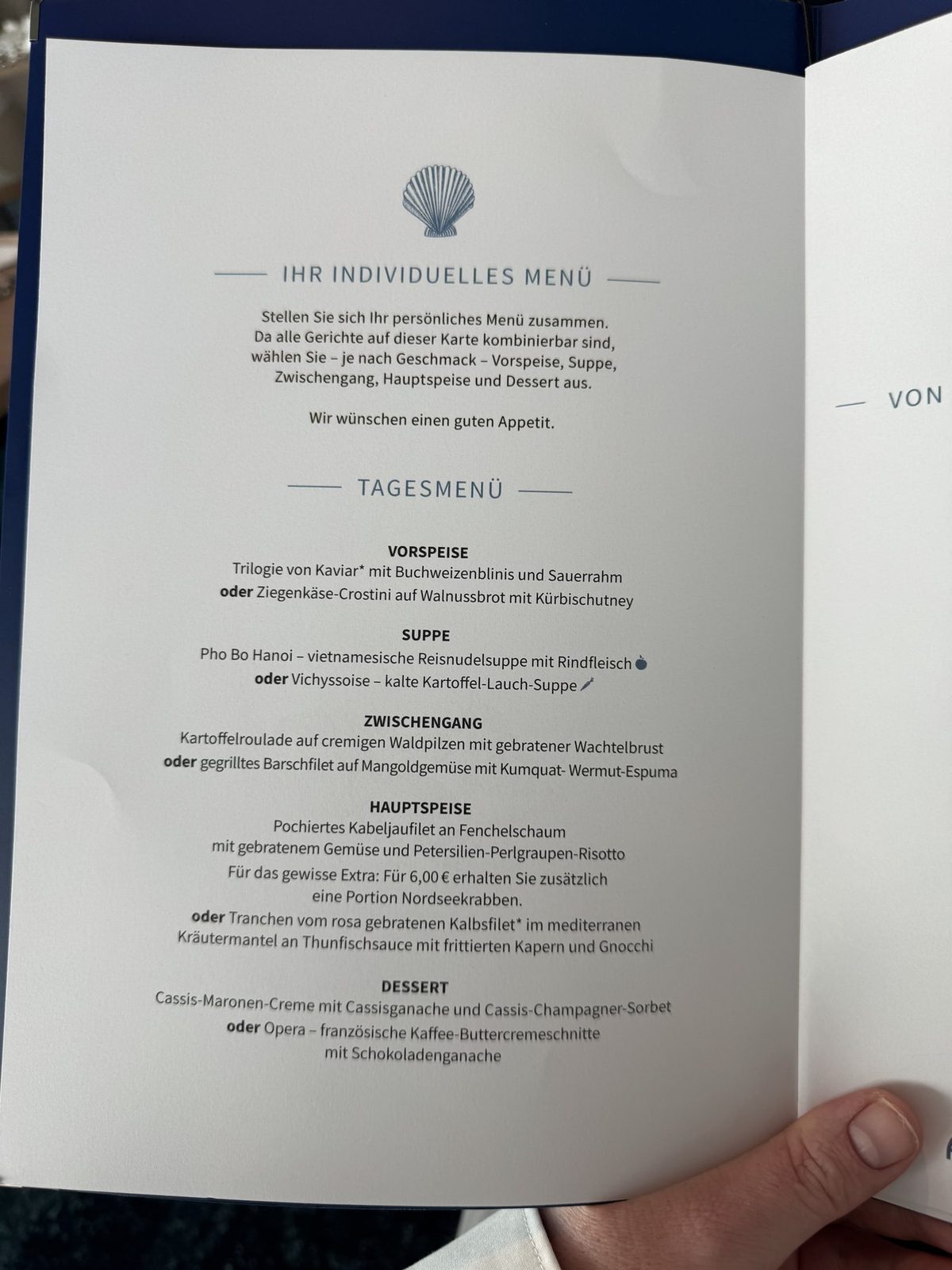 Individuelles Menü mit Tagesangeboten