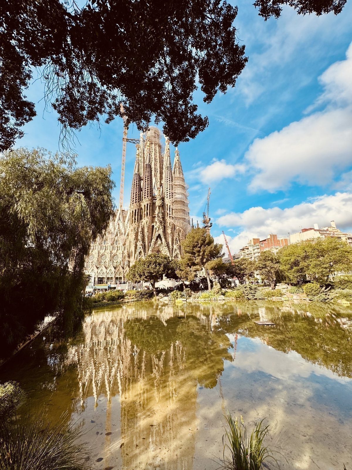 Sagrada Familia spiegelt sich im Teich