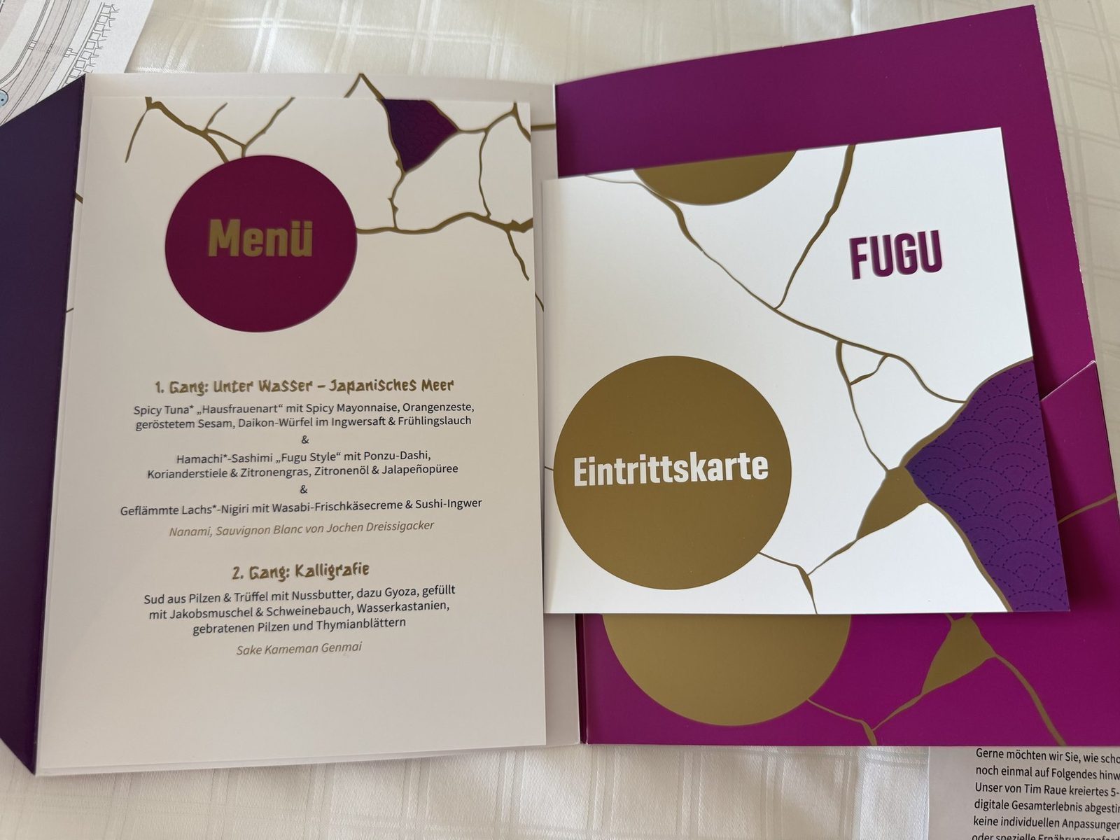 FUGU Menü und Dinner Atmosphäre