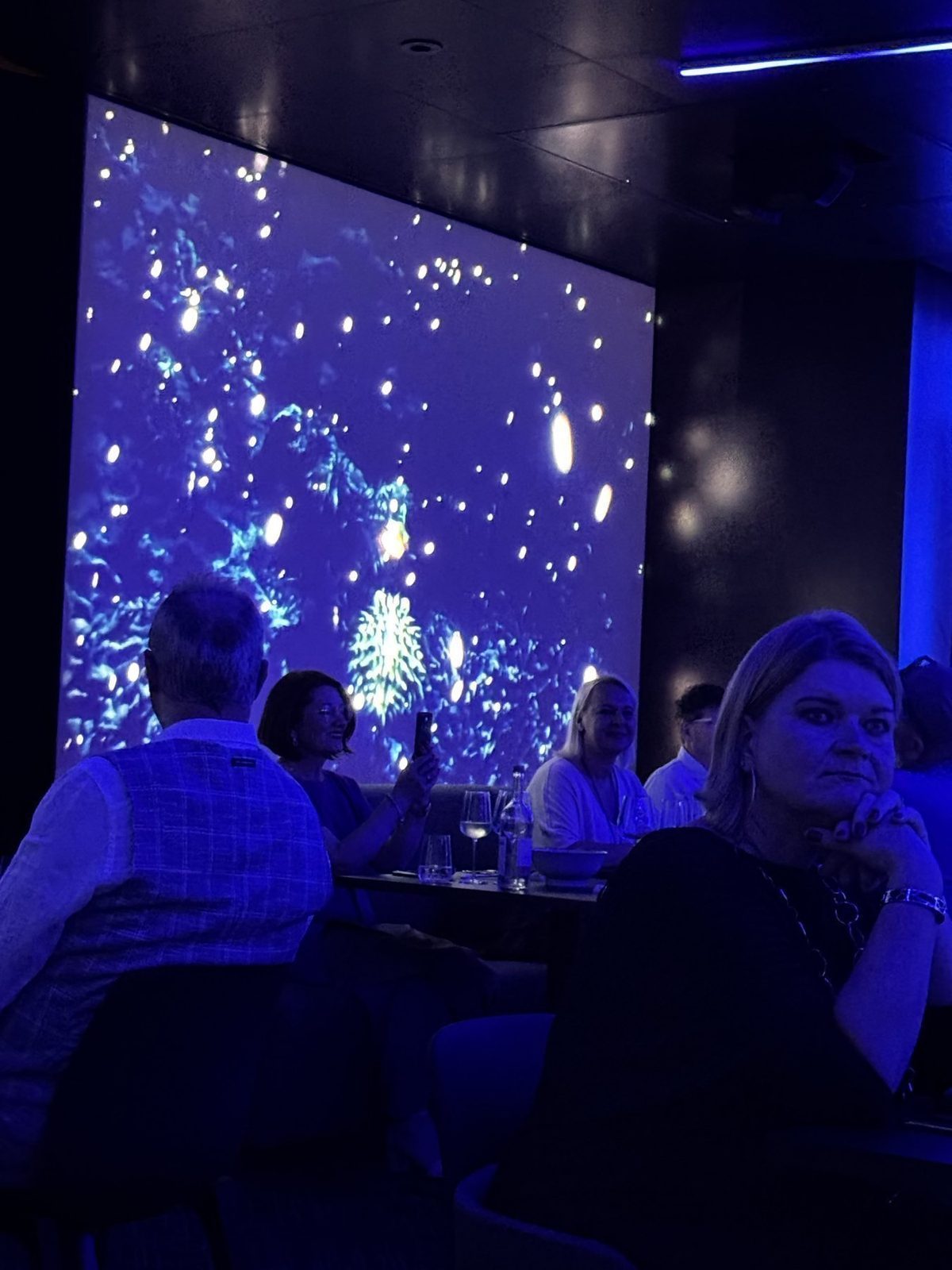 Festliche Feuerwerk Projektion in der Bar