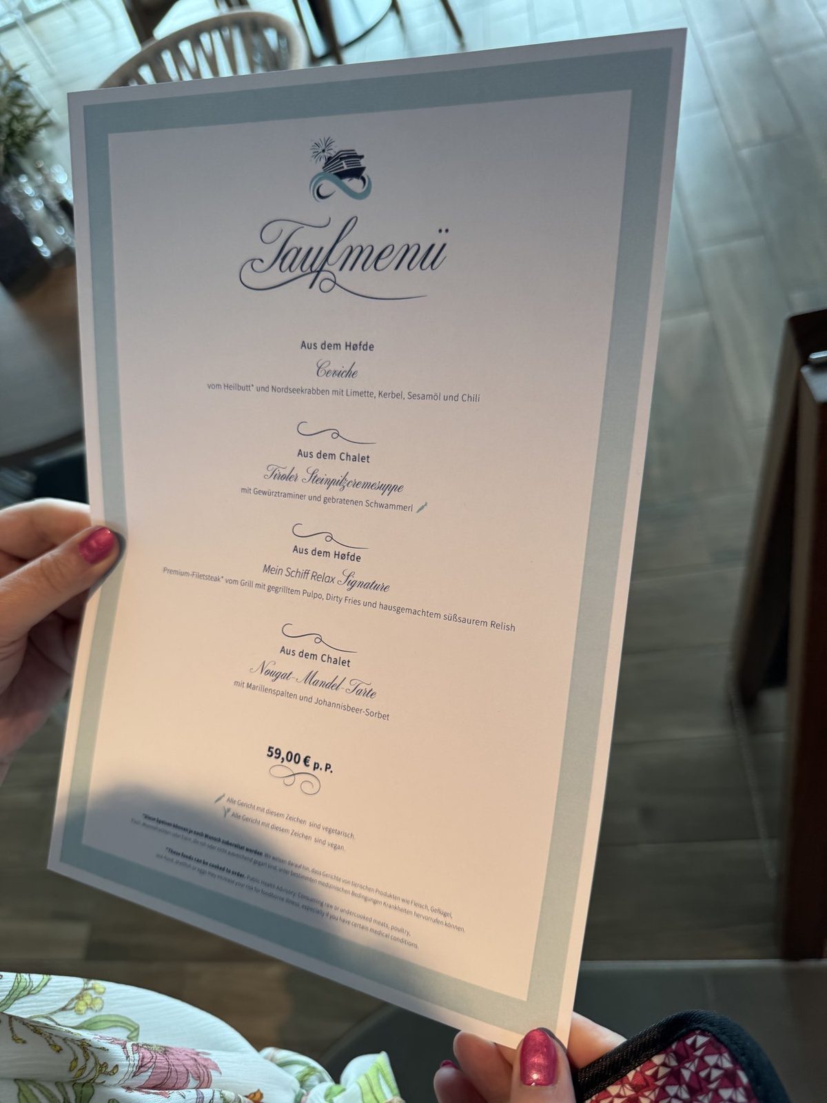 Taufmenü mit exklusiven Gerichten