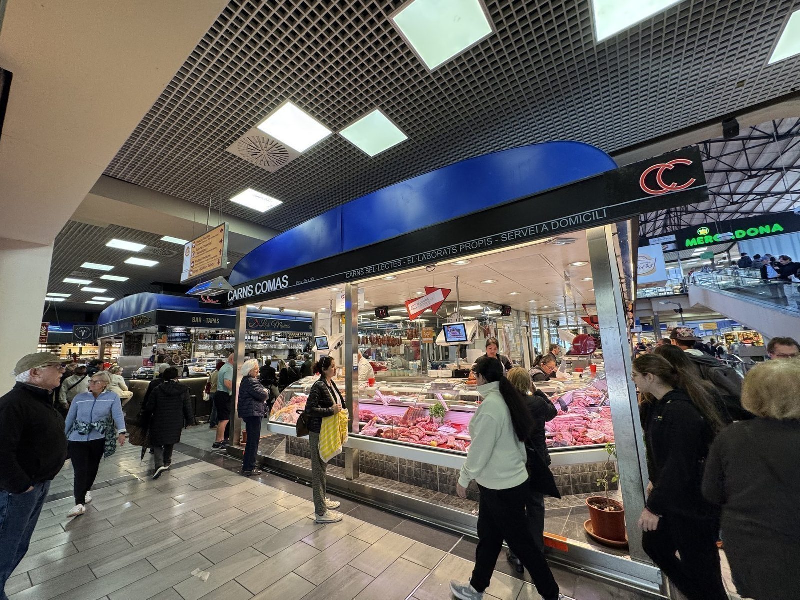 Butcher s stall in bustling market