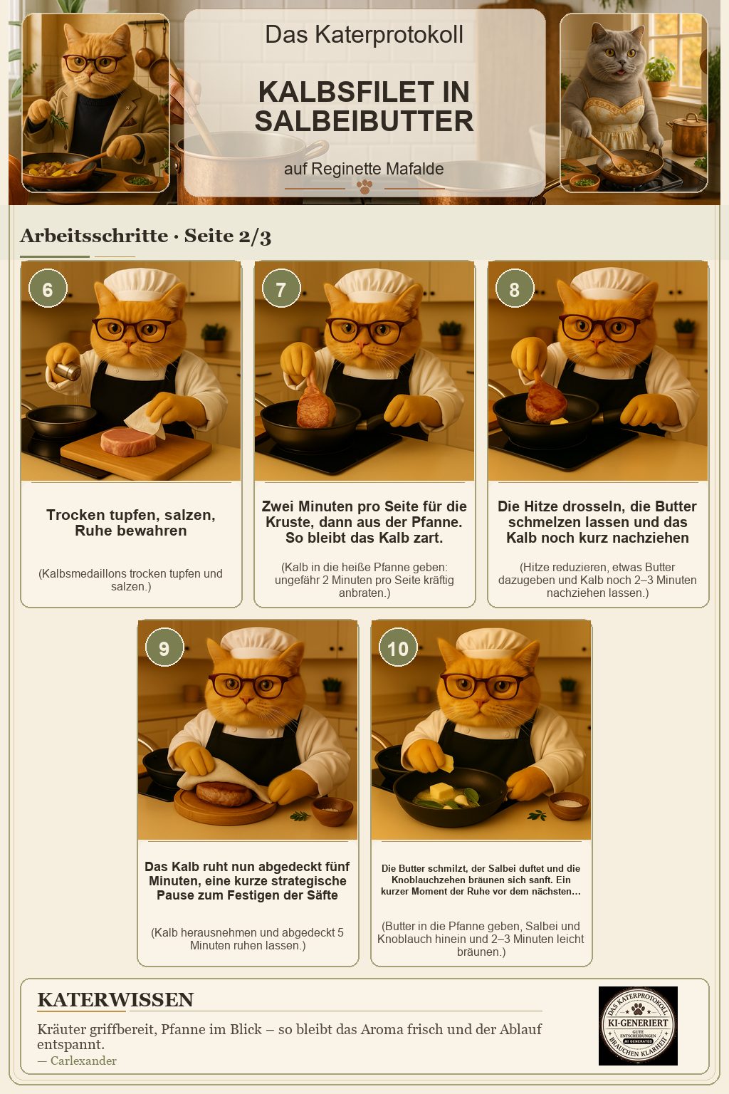 Arbeitsschrittposter: 2026 08 31 Kalbsfilet in Salbeibutter auf Reginette Mafalde - Seite 2 von 3